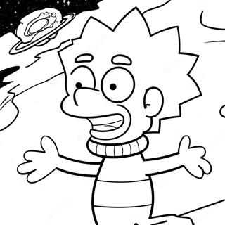 Halaman Mewarnai Bart Simpson Berwarna Di Luar Angkasa 98472-37307