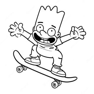 Halaman Mewarnai Bart Simpson Konyol Dengan Skateboard 98473-37309