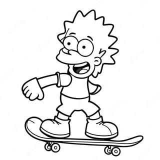 Halaman Mewarnai Bart Simpson Konyol Dengan Skateboard 98473-37310