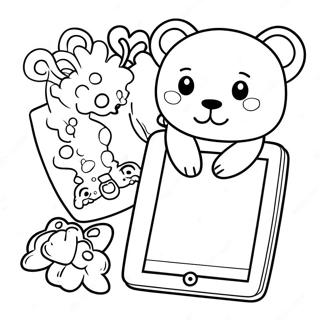 Ipad Dengan Stiker Hewan Lucu Halaman Mewarnai 98856-37602