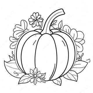 Halaman Mewarnai Labu Dekoratif Dengan Bunga 99061-37769