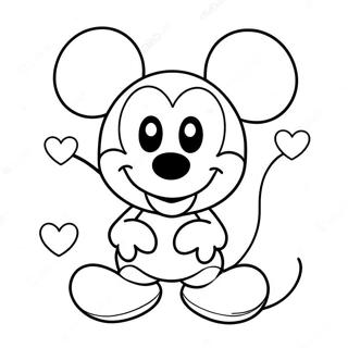 Halaman Mewarnai Mickey Mouse Lucu Dengan Hati 99136-37817