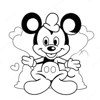 Halaman Mewarnai Mickey Mouse Lucu Dengan Hati 99136-37819