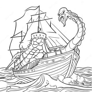 Halaman Mewarnai Kraken Marah Melilit Kapal 99164-37845