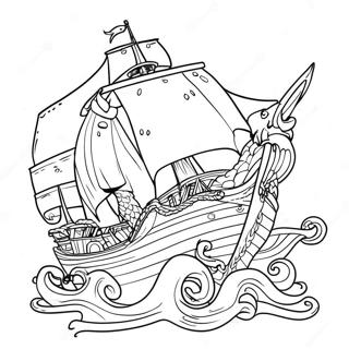 Halaman Mewarnai Kraken Marah Melilit Kapal 99164-37847