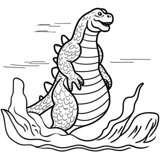 Halaman Mewarnai Godzilla Muncul Dari Laut 99679-38443